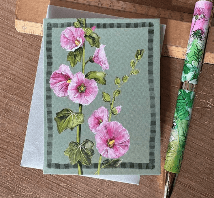 Hollyhocks Card